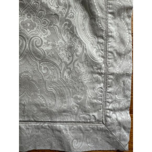 2 Ralph Lauren Pillow Sham Ruffles Textured Jacquard Floral paisley gray set - Picture 1 of 16